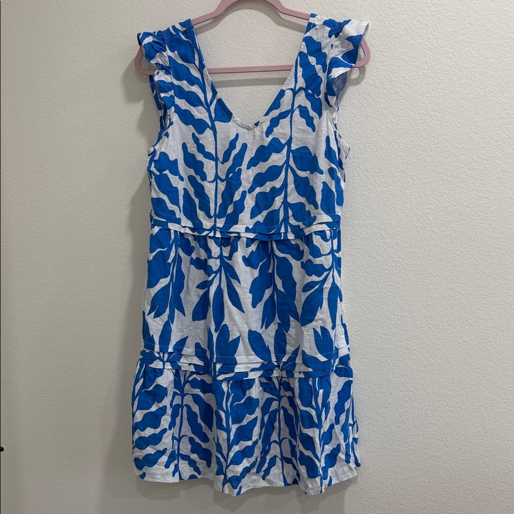 Rachel Zoe Blue Leaf Pattern Kids Dress